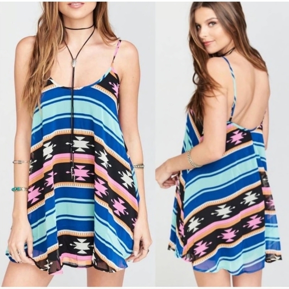 Show Me Your Mumu NWT Bella Mini Dress Boho Aztec Print Sz Small - Picture 1 of 11